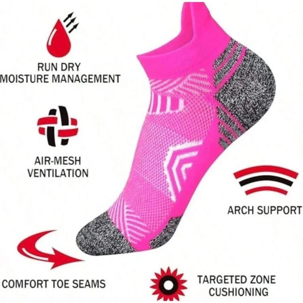 Quality Unisex Athletic Tab Socks 5 Pairs Low Cut Colorful Casual One Size NEW
